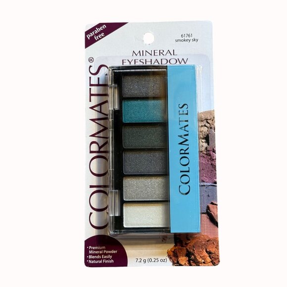 Colormates Mineral Eyeshadow Palette Smokey Sky 6 Pan Blue Grey Neutral Shades - Picture 2 of 9